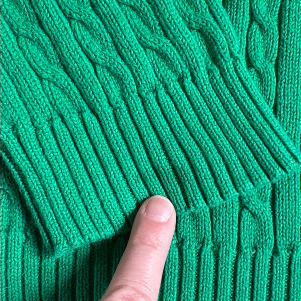 Chaps Kelly Green Cable Knit Cotton Men’s Sweater size XL - Picture 5 of 6
